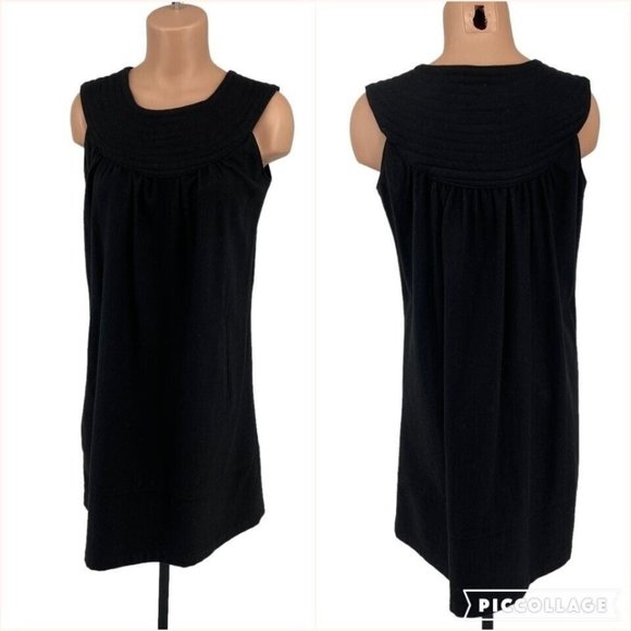 BB Dakota Dresses & Skirts - BB Dakota Ruched Neck Wool Shift Dress sz Medium w/ Pockets Sleeveless Black